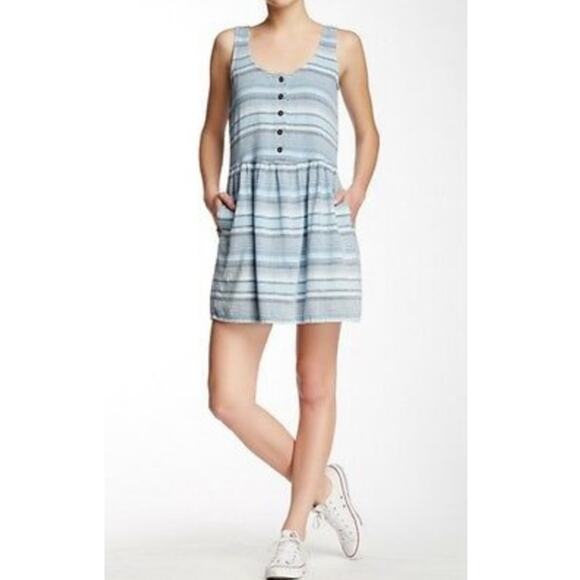 Current/Elliot Blue Desert Mirage Striped Linen Dress size 1 Small - Picture 1 of 11